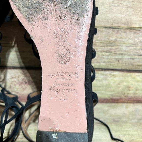 Aquazzura Black Suede Roma Platform Sandals - Picture 8 of 8